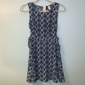 Blue patterned skater dress